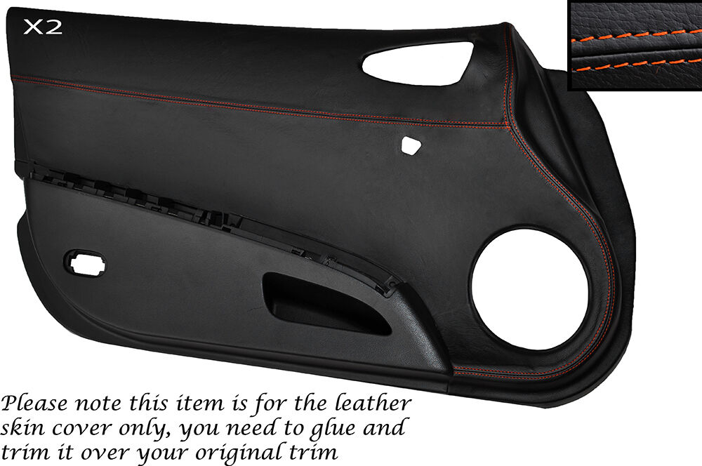 ORANGE STITCHING 2X DOOR CARD LEATHER SKIN COVERS FITS NISSAN 350Z 2002-2005