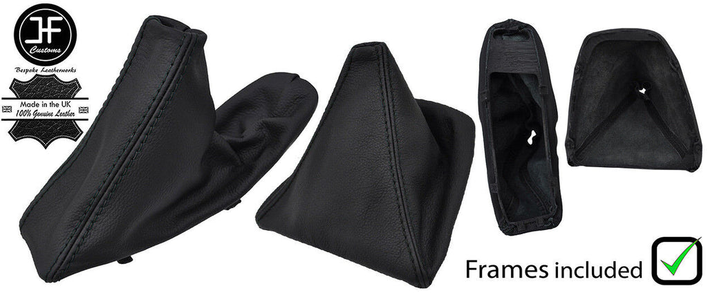 BLACK STITCH LEATHER MANUAL GAITER SET + PLASTIC FRAME FOR BMW E90 E91 E92 E93