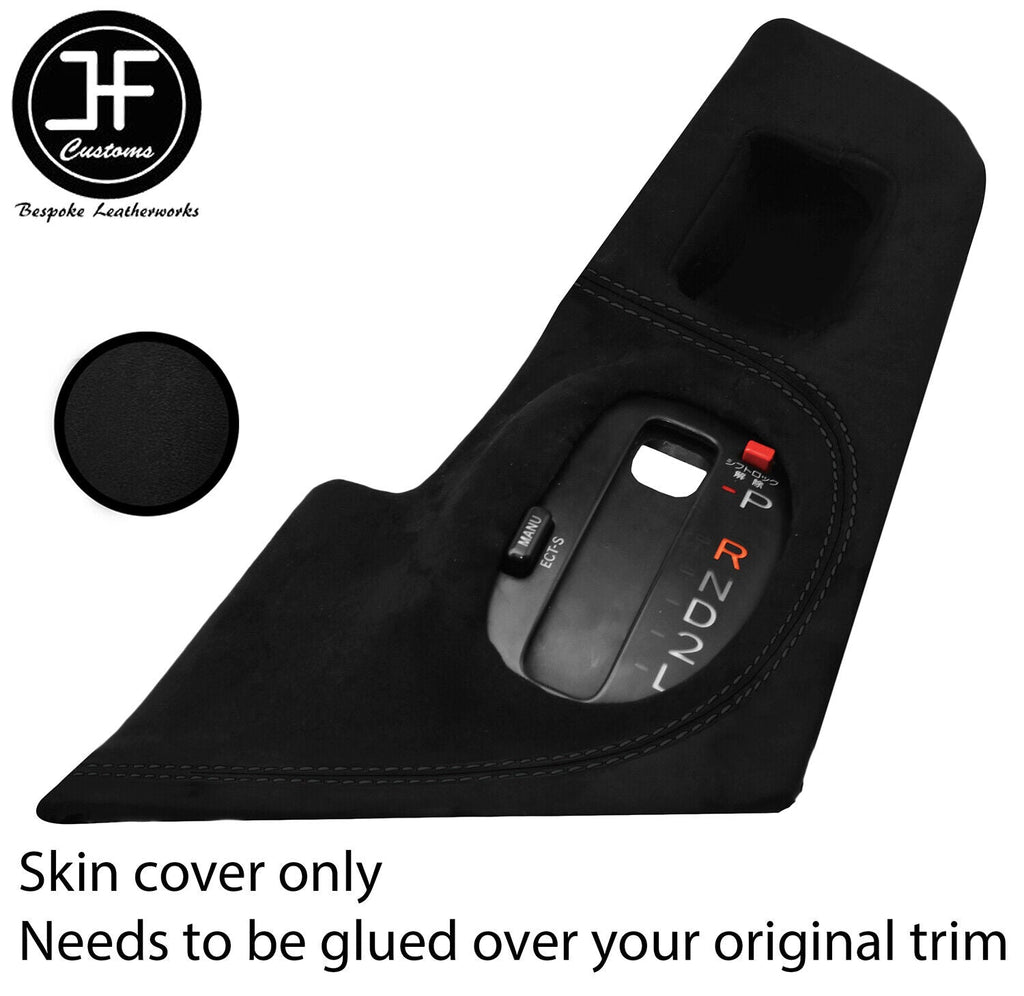 BLACK STITCH AUTOMATIC GEAR SURROUND LUXE SUEDE COVER FOR TOYOTA SUPRA MK4