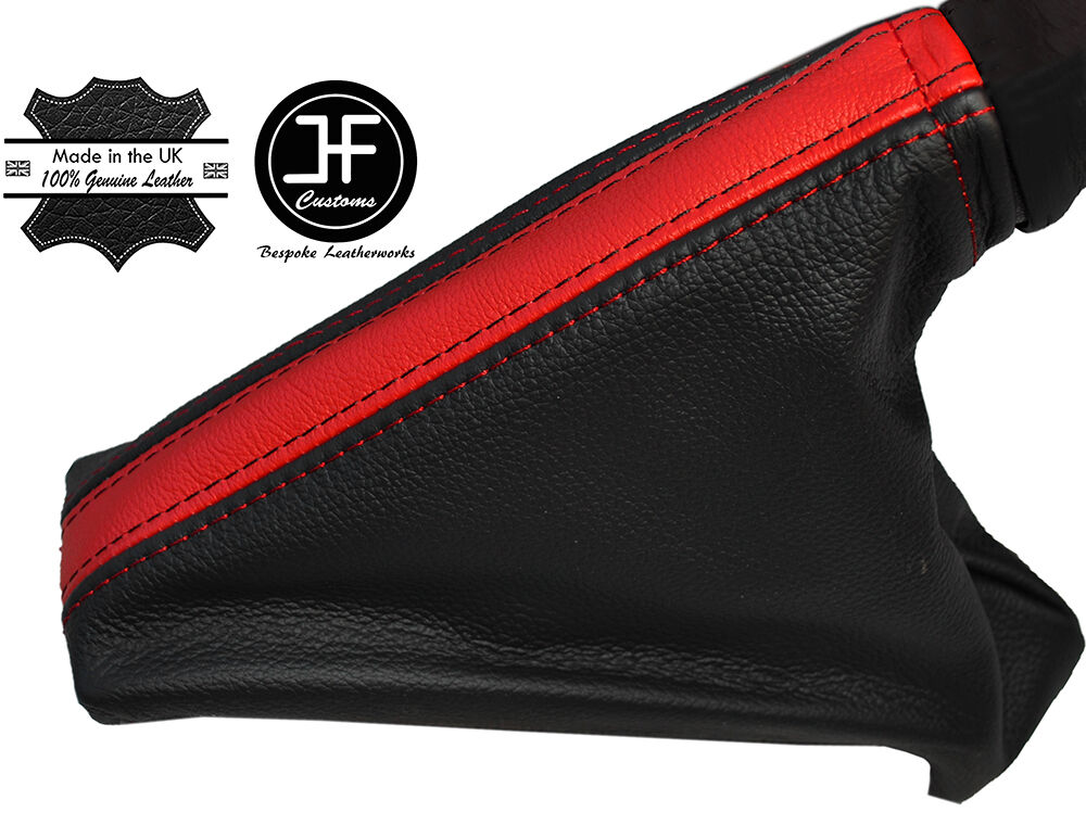 BLACK & RED LEATHER HANDBRAKE GAITER FITS VAUXHALL OPEL CORSA E 2014-2017