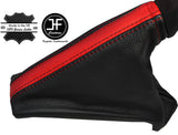 BLACK & RED LEATHER HANDBRAKE GAITER FITS VAUXHALL OPEL CORSA E 2014-2017