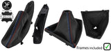 BLACK & TRI STITCH LEATHER GEAR HANDBRAKE +PLASTIC FRAME FOR BMW F30 F31 12-15