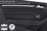 BLACK STITCH 2X FRONT DOOR CARD TRIM LEATHER COVERS FOR AUDI A3 8V 13-18 3 DOOR