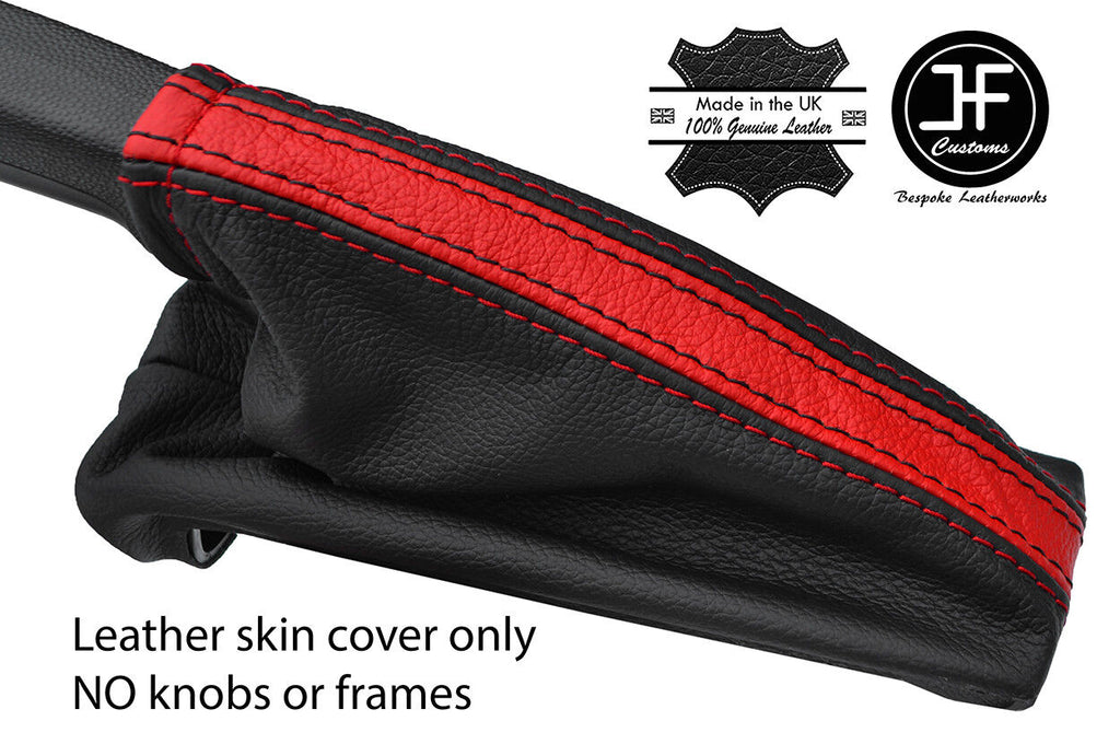 BLACK & RED  STRIPE LEATHER HANDBRAKE GAITER FITS VAUXHALL OPEL ADAM 2012-2018