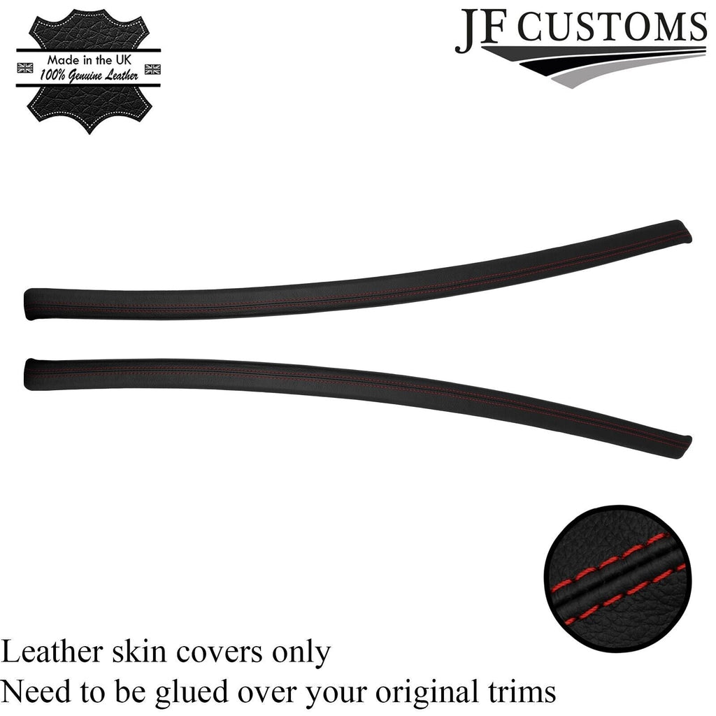 DARK RED STITCH 2X FRONT LEATHER DOOR CARD TRIM STRIP COVERS FITS BMW E92
