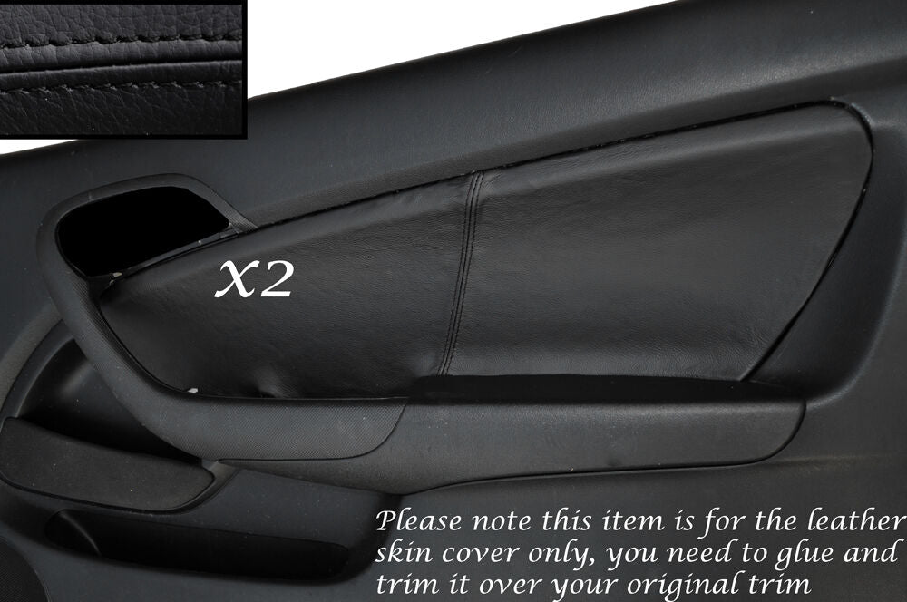 BLACK STITCH 2X DOOR CARD SKIN COVERS FITS HONDA INTEGRA DC5 ACURA RSX 02-06