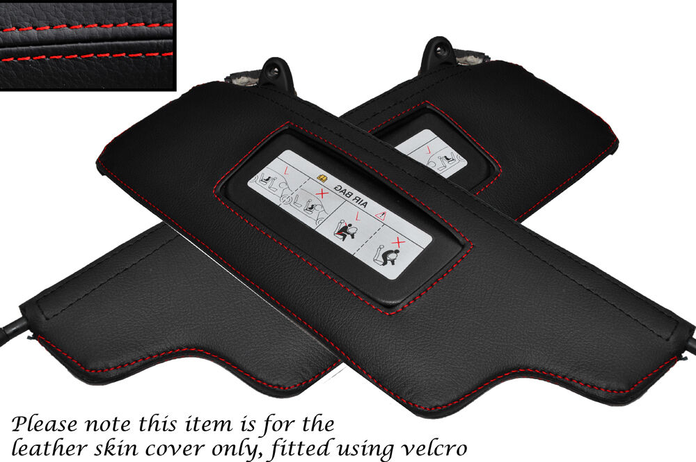 RED STITCH 2X SUN VISORS LEATHER SKIN COVERS FITS FORD PROBE 1993-1998