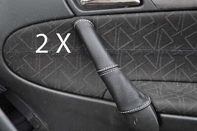 white stitch FITS  MERCEDES C CLASS W203 01-07 2X DOOR HANDLE LEATHER COVERS