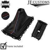 TRI COLOUR STITCH LEATHER GEAR GAITER + PLASTIC FRAME FOR FORD MUSTANG 10-15