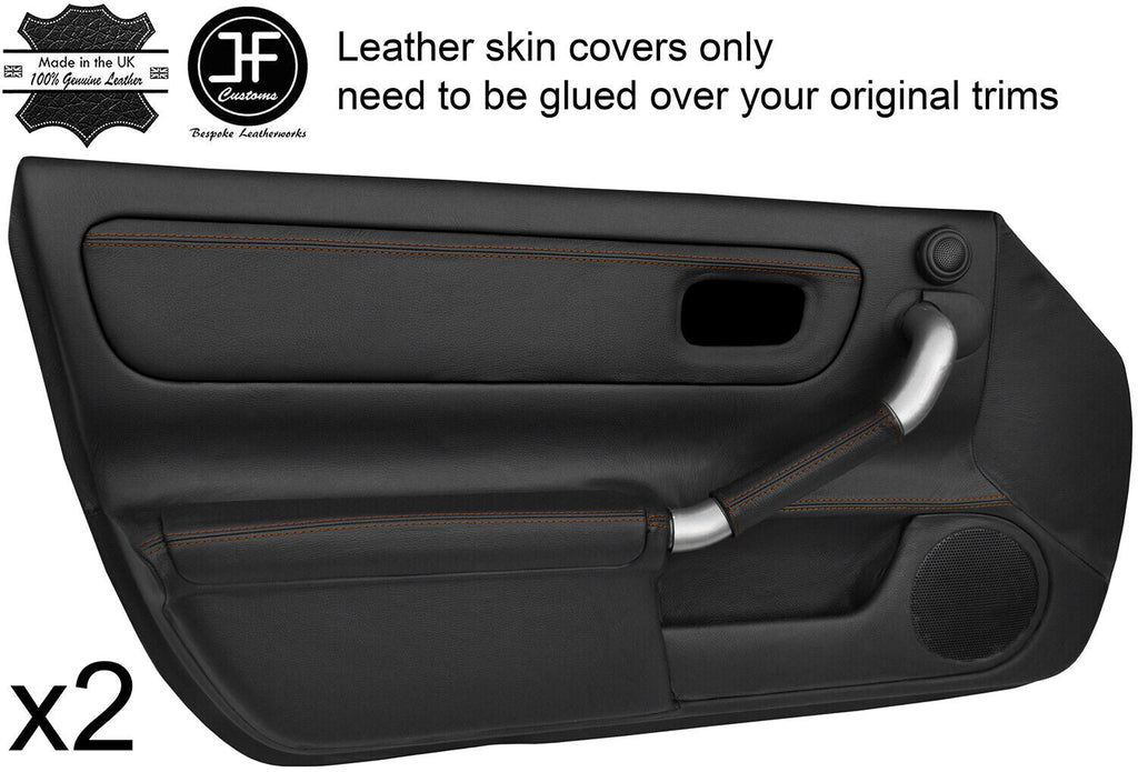 BROWN STITCH 2X FRONT FULL DOOR CARD LEATHER COVERS FITS TOYOTA MR2 MK3 00-07