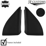 BLACK STITCH LEATHER 2X WING MIRROR DOOR TRIM COVER+FRAMES FOR VW GOLF MK3