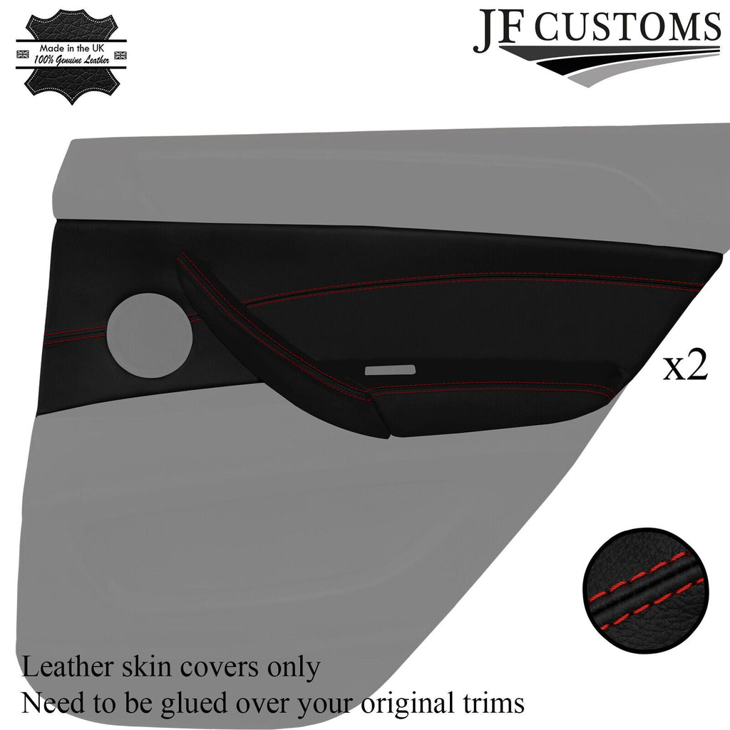 D RED STITCH 2X REAR DOOR CARD TRIM KIT LEATHER COVERS FOR BMW X6 E71 E72 07-14