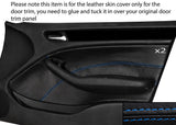 BLUE STITCHING 2X FRONT DOOR CARD TRIM SKIN COVER FITS BMW E46 SALOON 98-05