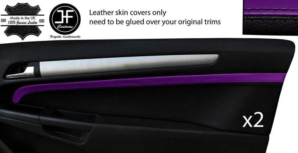 BLACK & PURPLE 2X DOOR CARD TRIM LTHR COVERS FOR VAUXHALL ASTRA MK5 04-09 3 DOOR