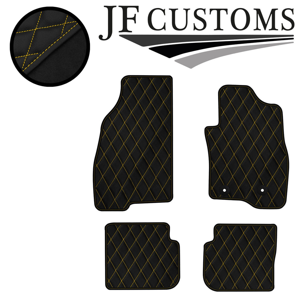 YELLOW DIAMOND STITCH VINYL 4X TAILORED FLOOR CARPETS FOR FIAT PUNTO EVO 10-12