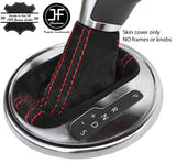 RED STITCH DSG AUTOMATIC REAL SUEDE GEAR GAITER FITS VW BEETLE 2012-2018