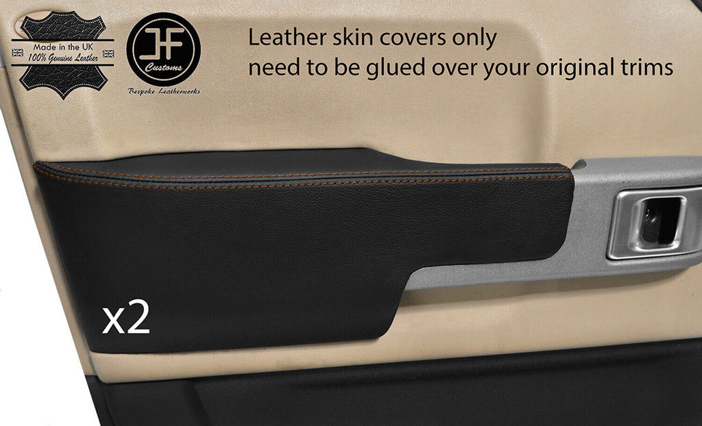BROWN STITCH 2X FRONT DOOR ARMREST LEATHER COVERS FITS RANGE ROVER VOGUE 02-06