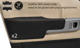 BROWN STITCH 2X FRONT DOOR ARMREST LEATHER COVERS FITS RANGE ROVER VOGUE 02-06
