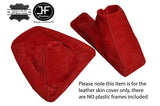 RED SUEDE FITS BMW E90 E91 E92 E93 GEAR HANDBRAKE GAITER SET BLACK STITCH