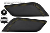YELLOW STITCH 2X CENTRE CONSOLE KNEE PADS LEATHER COVERS FITS FORD MUSTANG 15-17