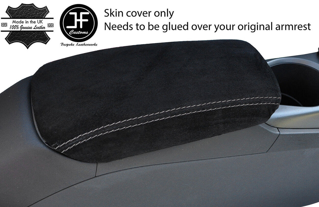 GREY STITCHING REAL SUEDE ARMREST COVER FITS AUDI TT MK3 2015-2019 CUSTOM NEW