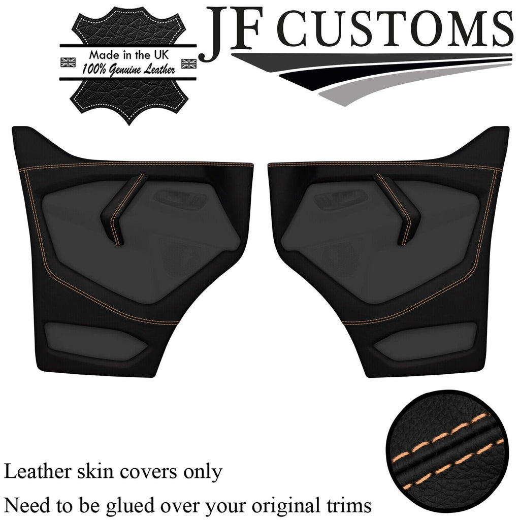BEIGE STITCH LEATHER 2X FRONT DOOR COVERS FOR FORD TRANSIT CUSTOM MK8 13-18