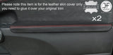 RED STICH 2X FRONT DOOR ARMREST LEATHER COVERS FITS TOYOTA SCION TC 2005-2010