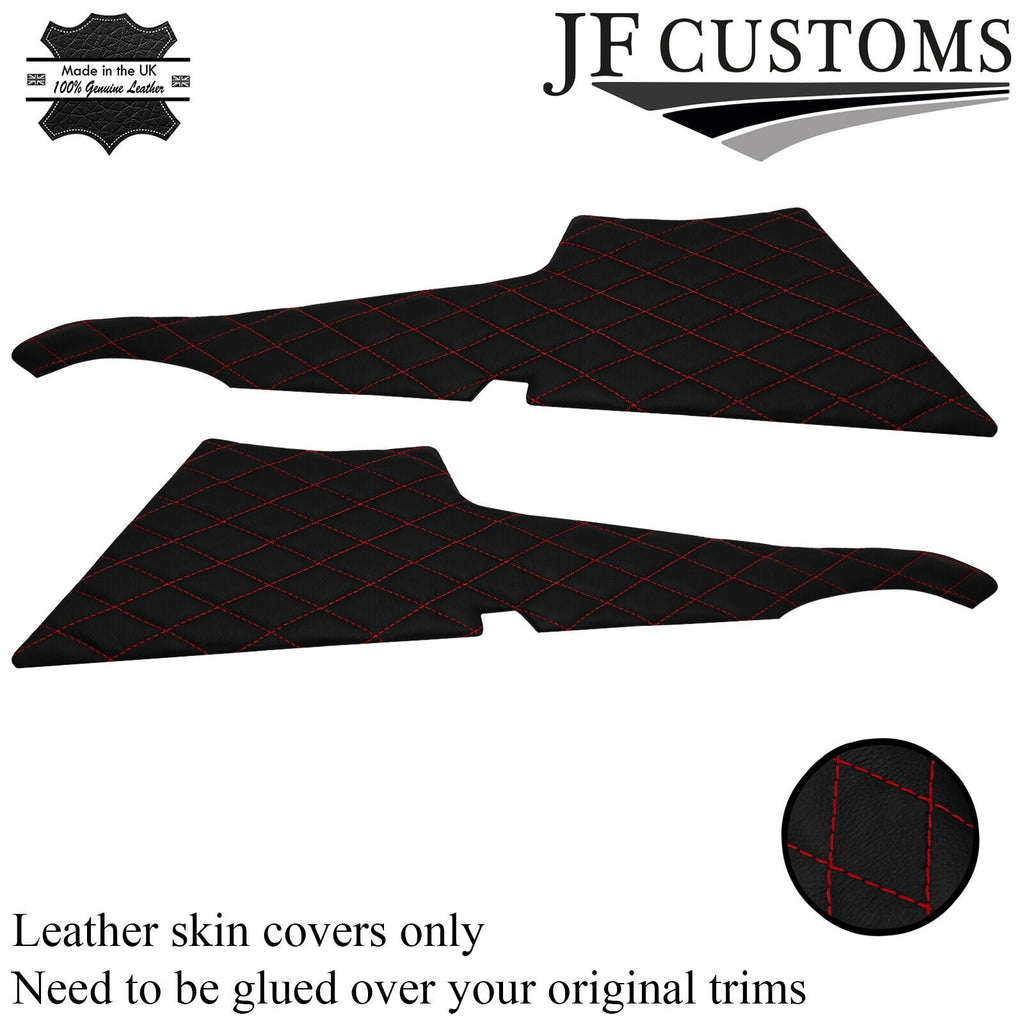 RED DIAMOND STITCH LEATHER 2X REAR C POST PILLAR COVERS FOR MG MGB GT CUSTOM NEW