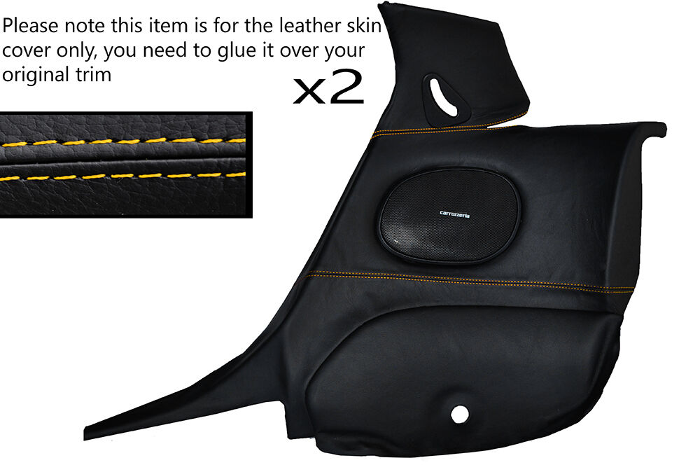 YELLOW STITCH 2X REAR DOOR CARDS LEATHER SKIN COVERS FITS MAZDA RX7 FD3S 92-02