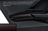 RED STITCH 2X FRONT DOOR ARMREST SKIN COVER FITS PEUGEOT 208 2012-2015 5 DOOR