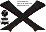RED STITCH 2X A PILLAR REAL SUEDE COVERS FITS MERCEDES A CLASS W176 12-16