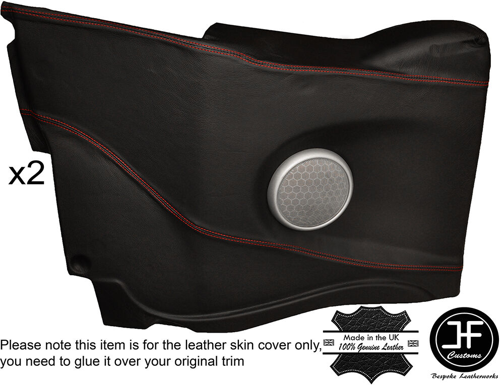 RED STICH 2X REAR DOOR CARD LEATHER COVER FITS BMW MINI R52 CONVERTIBLE 04-06