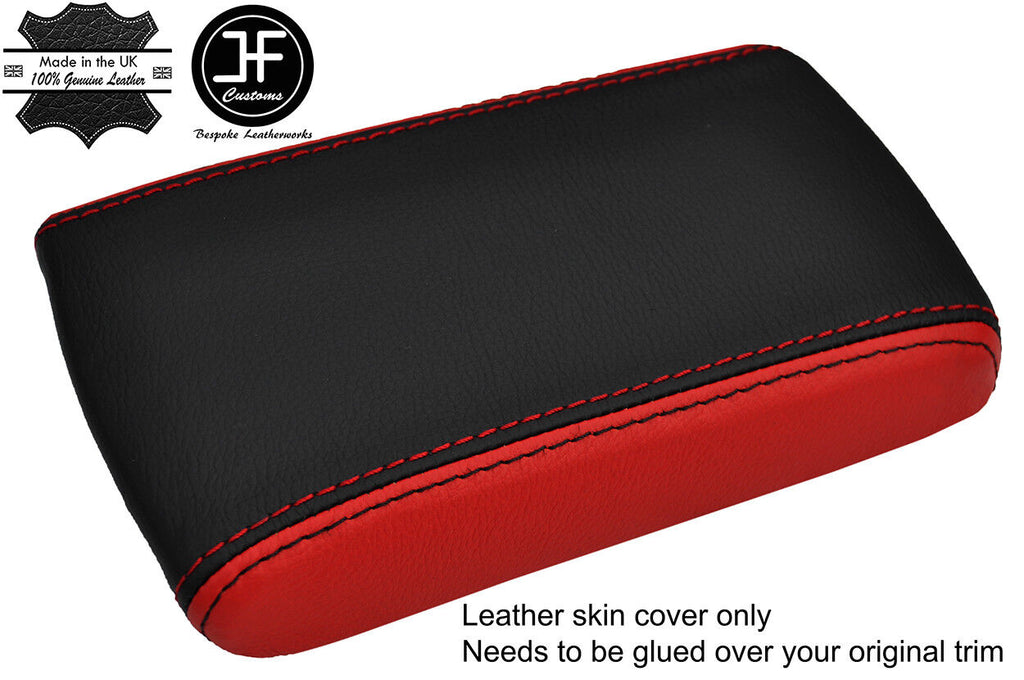 BLACK & RED TOP GRAIN LEATHER ARMREST COVER FITS NISSAN NAVARA D22 1999-2005