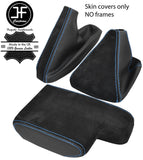 BLUE STITCH CARBON VINYL & SUEDE GAITER SET + ARMREST COVER FOR BMW E36 91-98