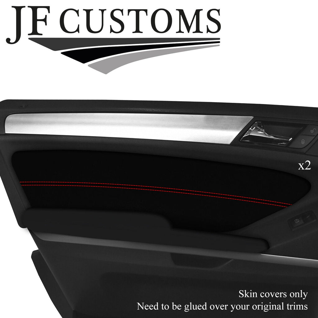 RED STITCH SUEDE 2X FRONT DOOR TRIM COVER FOR MERCEDES ML W164 05-11 CUSTOM NEW
