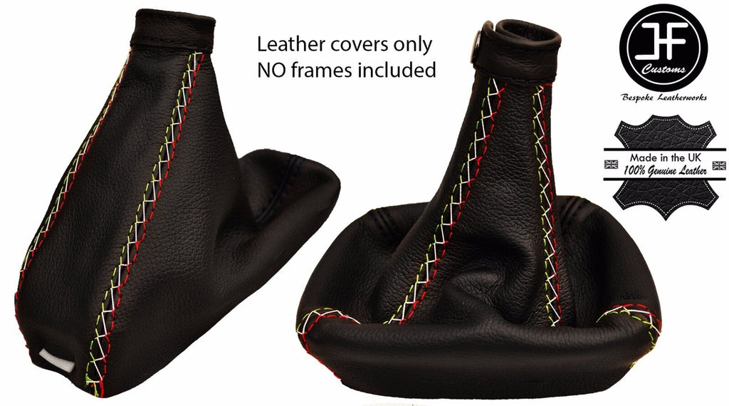 BLACK STITCH LEATHER GAITER SET FITS ALFA ROMEO GTV6 GTV 6 ITALIAN CROSS STITCH