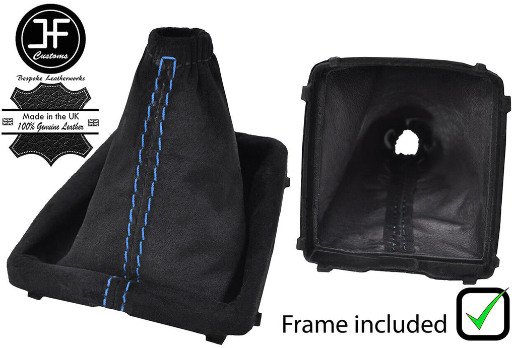 BLUE STITCH SUEDE GEAR GAITER WITH PLASTIC FRAME FOR FORD FOCUS MK2 04-2008