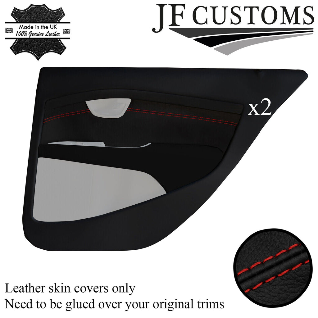 D RED STITCH ITALIAN LEATHER 2X REAR DOOR CARD TRIM COVER FOR VOLVO S80 07-16