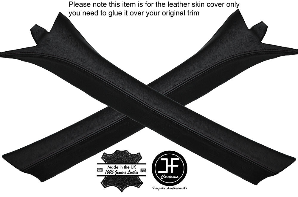 BLACK STITCH 2X A POST PILLAR LEATHER COVERS FITS BMW E36 CONVERTIBLE 1993-1998
