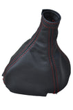 RED STITCHING FITS LANCIA DELTA 1986-1994 LEATHER GEAR BLACK  GAITER COVER