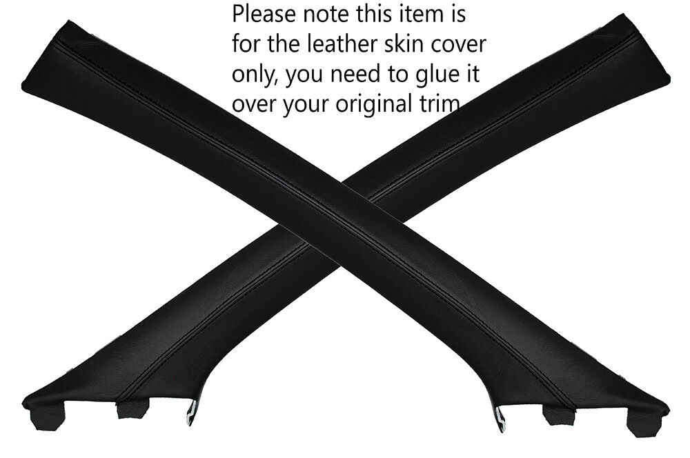 BLACK STITCH 2X A POST PILLAR LEATHER SKIN COVERS FITS NISSAN QASHQAI 2007-2013
