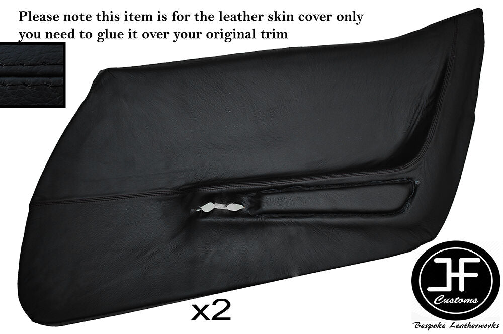 BLACK STITCHING 2X FRONT FULL DOOR CARD SKIN COVERS FITS CORVETTE C3 1970-1976