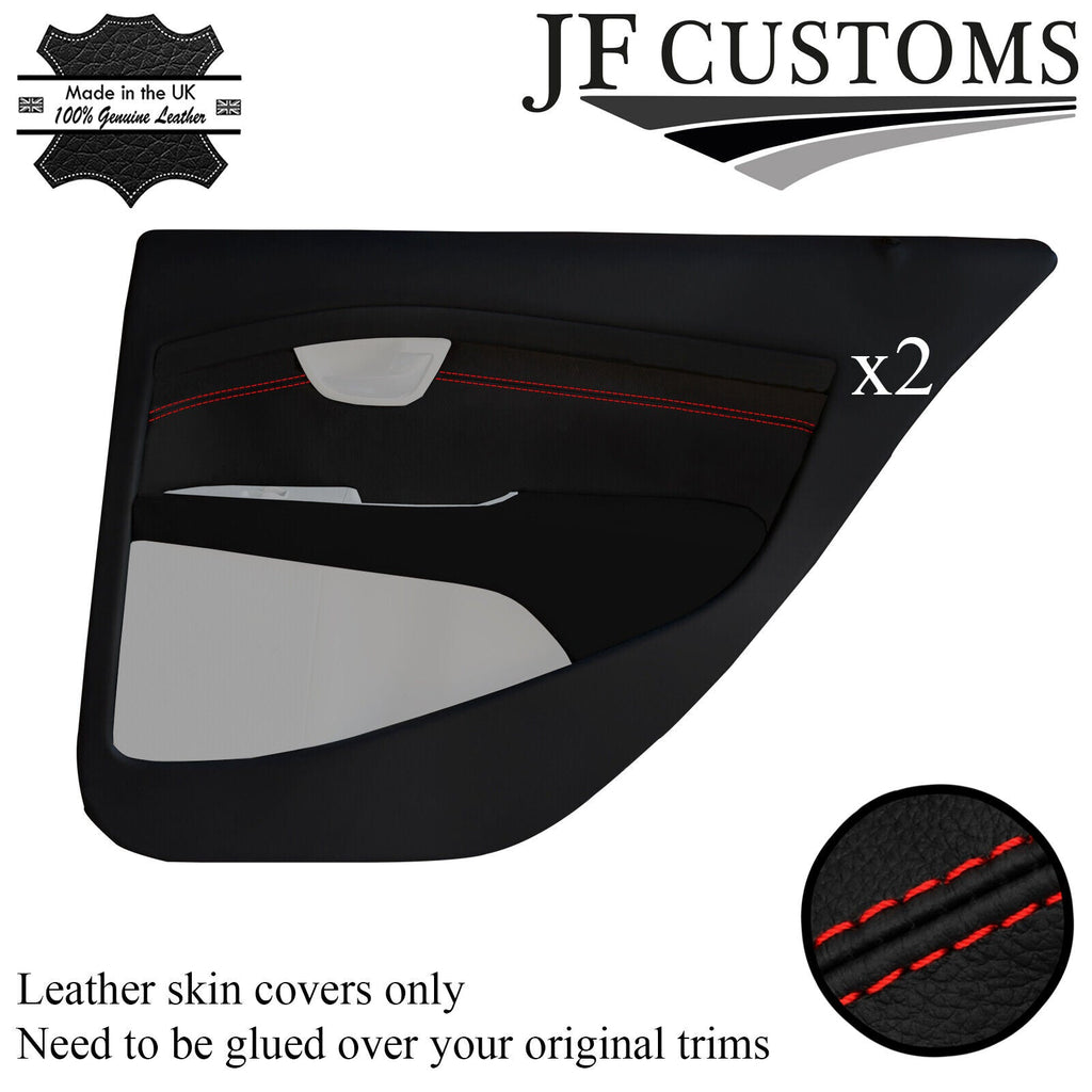 RED STITCH ITALIAN LEATHER 2X REAR DOOR CARD TRIM COVER FOR VOLVO S80 07-16