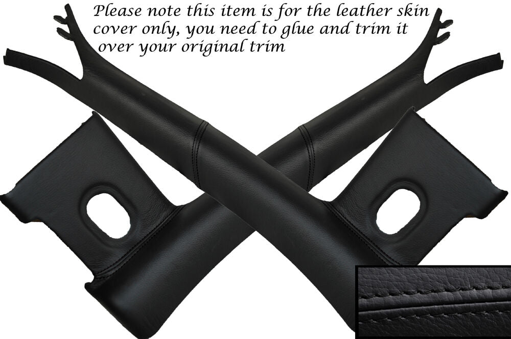 BLACK STITCH 2X WINDSHIELD PILLAR COVERS FITS FORD MUSTANG CONVERTIBLE 05-09