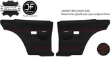 RED  STITCH 2X REAR DOOR CARD LEATHER COVERS FITS FORD CORTINA MK5 COUPE 2DR