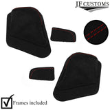 D RED ST. 2X SUEDE SEAT HANDLE KNOB & PLATE COVER+FRAME FOR LAND ROVER DEFENDER