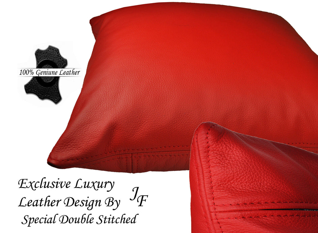 1X RED EXCLUSIVE LUXURY GENUINE LEATHER CUSHION DOUBLE STITCHED 20" x 20"