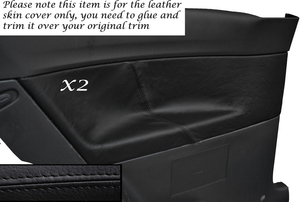 BLACK STITCHING 2X REAR DOOR CARD TRIM LEATHER COVERS FITS VW POLO MK6 3 DOORS