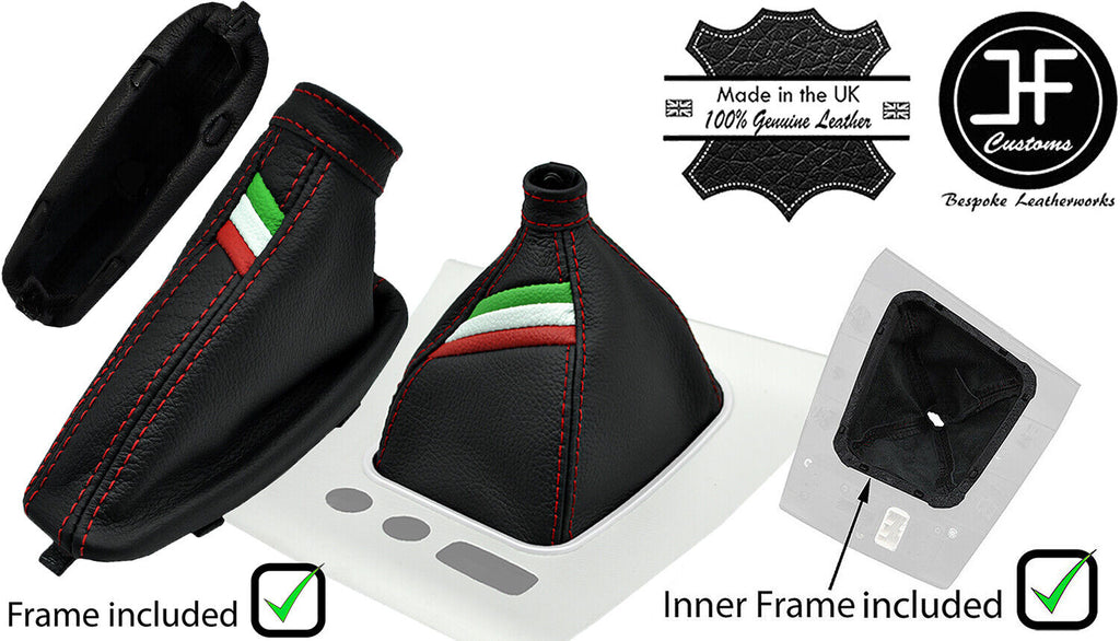 RED STITCH ITALIAN STRIPE LTHR GAITER SET+ PLASTIC FRAME FOR ALFA ROMEO BRERA