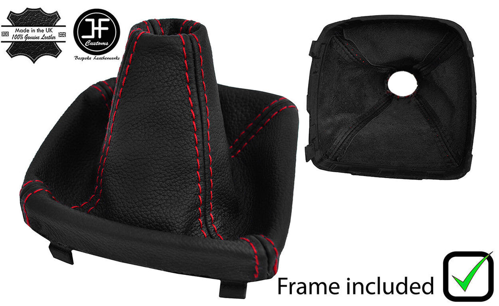 RED STITCH REAL LEATHER GEAR GAITER+PLASTIC FRAME FOR FORD GALAXY MK3 06-14